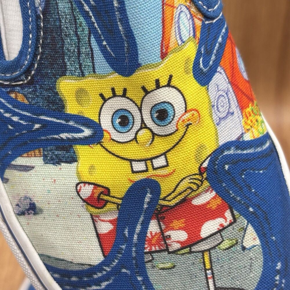 Vans‎ Slip-On SpongeBob SquarePants Shoes Mens 5 Womens 6.5 Blue Nickelodeon
